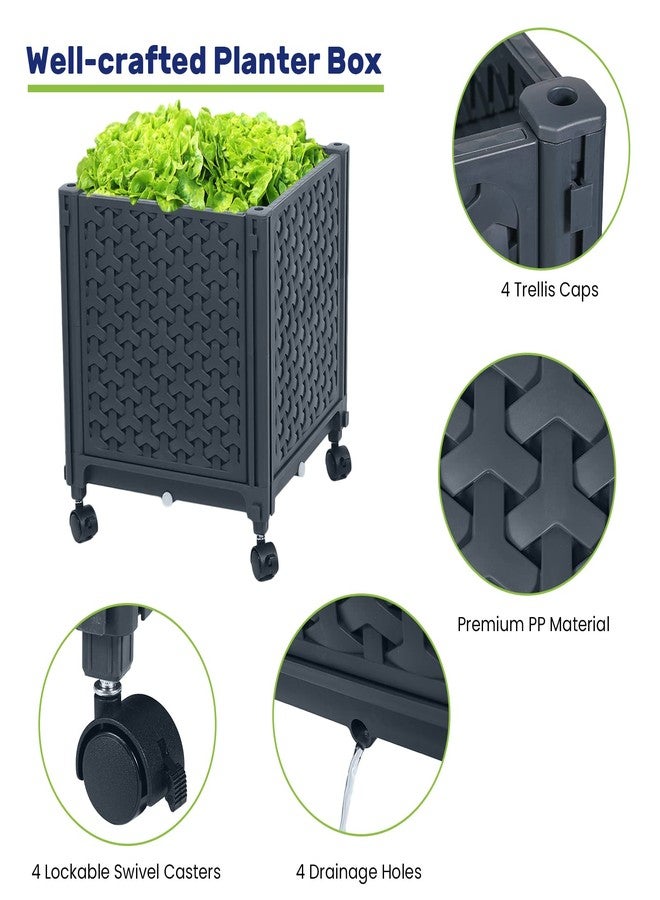 لينيكس صندوق زراعة مرتفع من LINEX مع تعريشة، أحواض زراعة طماطم بطول 56.7 بوصة للنباتات المتسلقة والخضراوات والزهور، قفص طماطم مزود بنظام ري ذاتي وعجلات - Image 3